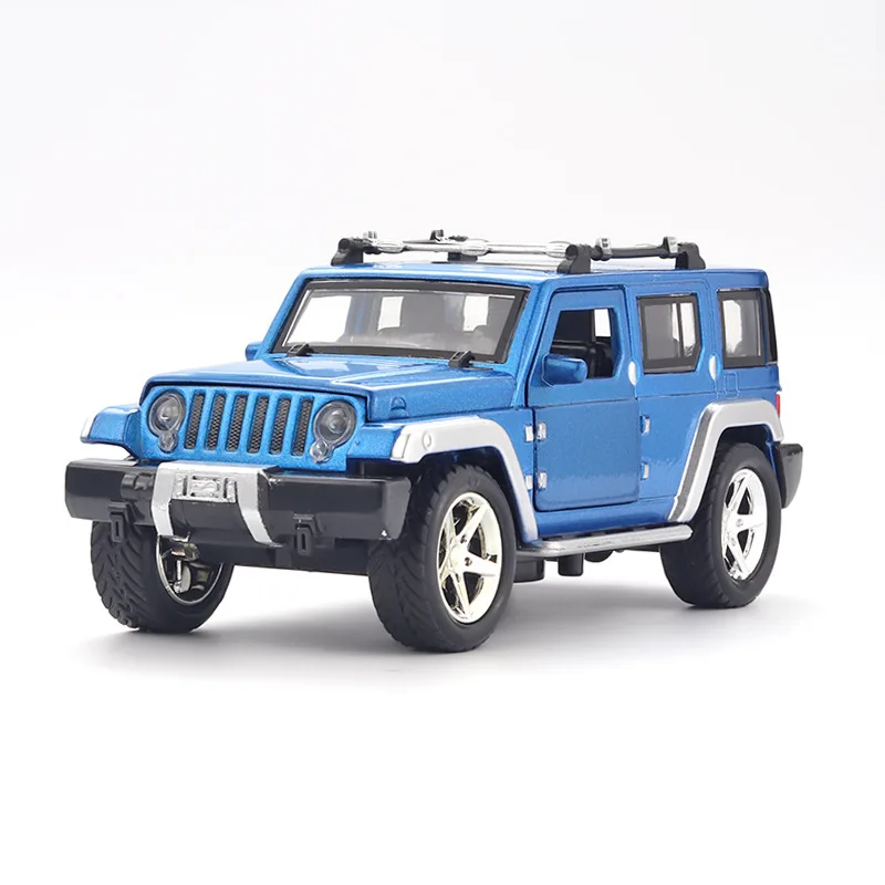 1:32 رانجلر على الطرق الوعرة سبيكة سيارة نموذج سبيكة ضوء تأثير الصوت التراجع 3 باب تصميم دييكاست سبيكة سيارة نموذج تحصيل
