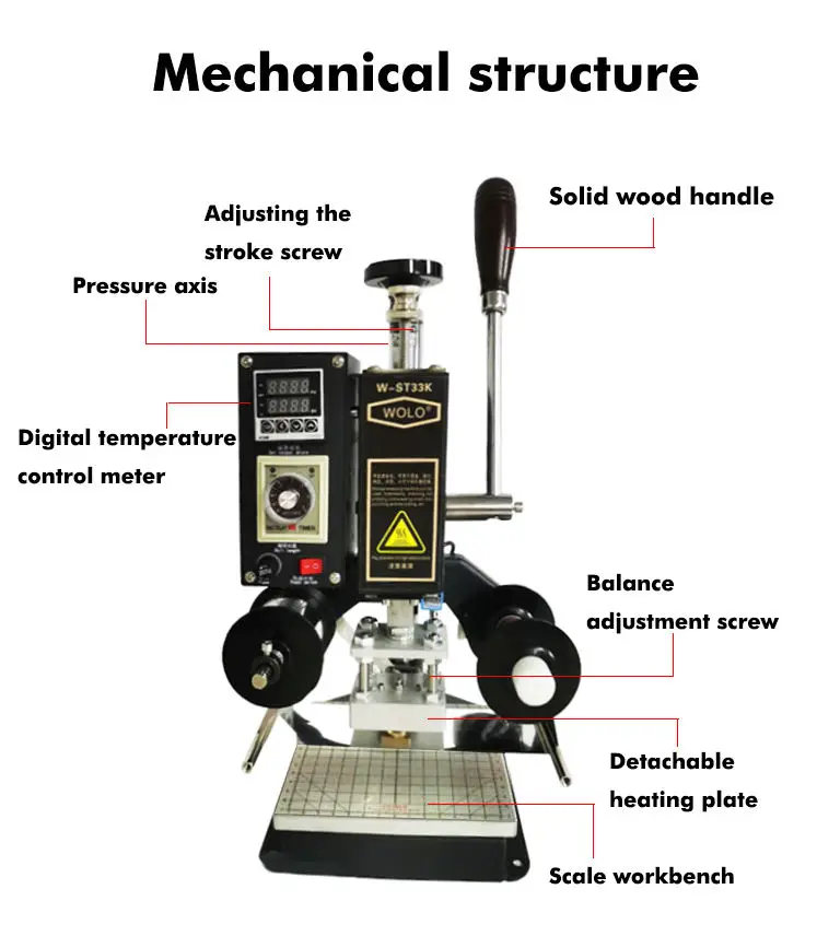 W-ST33K Electric Leather Paper Wood Machine Heat Press Machine Letters Hot Foil Stamping Machine
