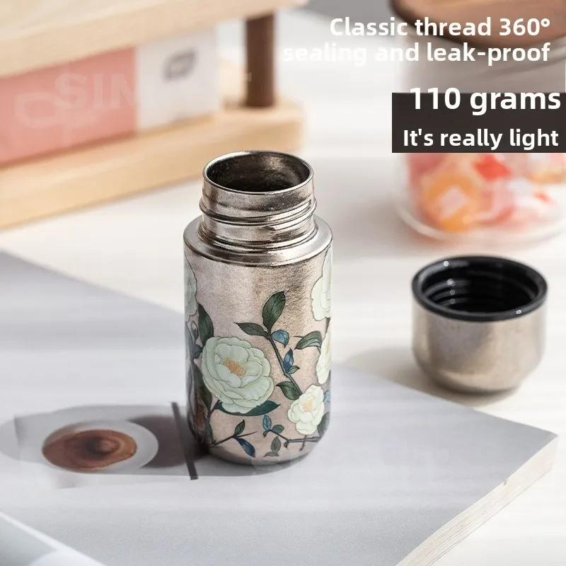 Pure Titanium Mini Thermos Cup Pocket Cup, Girls Portable Water Cup, Gift Cup
