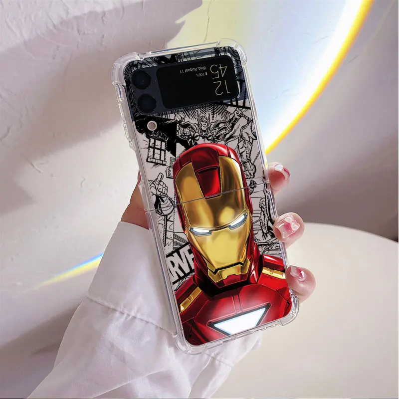 

Marvel Avengers Spider Mans phone Case for Samsung Galaxy Z Flip 3 Z Flip 4 ZFlip 5 5G zflip Flip3 Flip4 5 Airbag Fundas Cover