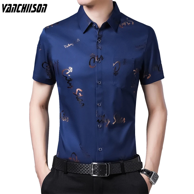 

Men Shirt Tops Short Sleeve for Summer Print Retro Vintage Casual Male Fashion Clothing 00848