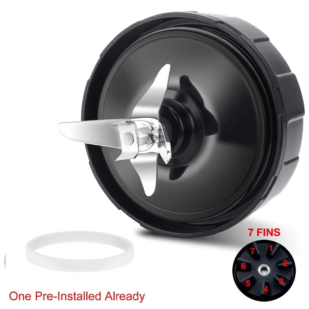 For Nutri Ninja Auto iQ BL480 BL481 BL482-30 BL487 Blender Juicer 7 Fin Extractor Bottom Blade,With Silicone Rubber Seal Sealing image 5