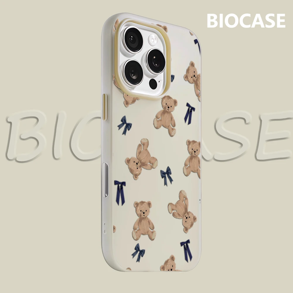 Teddybären und Schleifen IPhone 17 Must-Haves Handyhülle für IPhone 16 Pro Max 15 14 13 12 Plus Doppelschichtige Candy Cover