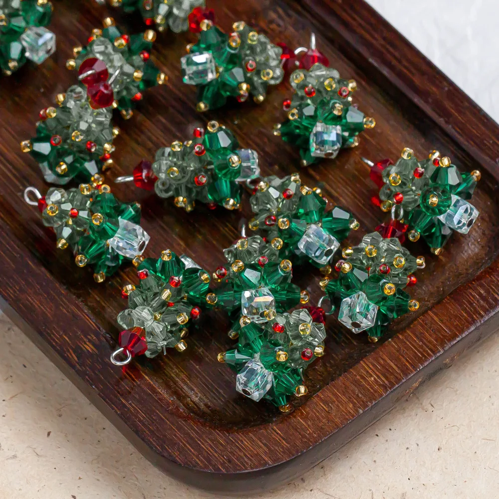 2/6 قطعة شجرة عيد الميلاد الشتوية سحر مطرز كريستال قلادة DIY بها بنفسك الأقراط اليدوية قلادة مجوهرات هدايا اكسسوارات الإمدادات