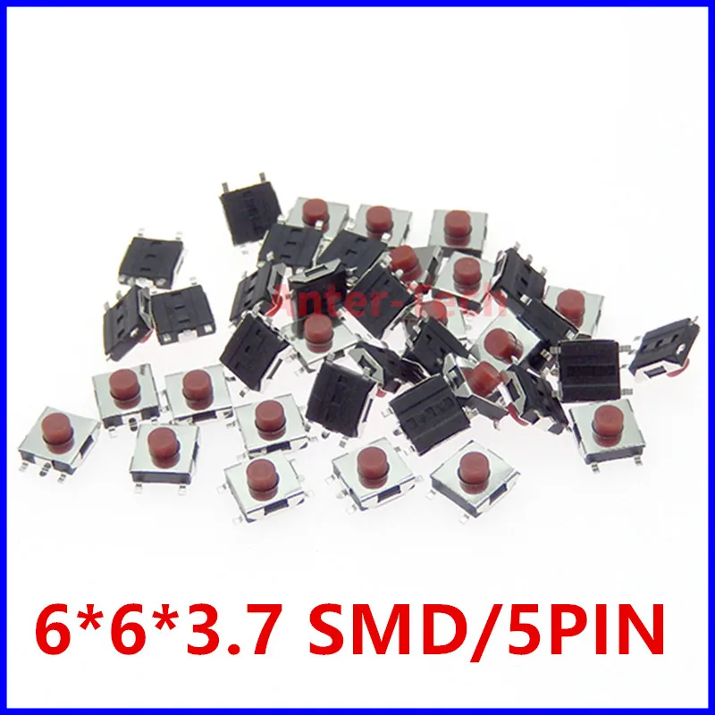 20/100PCS 6*6*2.5 / 3.1 / 3.7 / 4.3 mm SMD Switch 4 / 5 Pin feet Touch Micro Switch Push Button Switches Red 6X6 Tact Switch