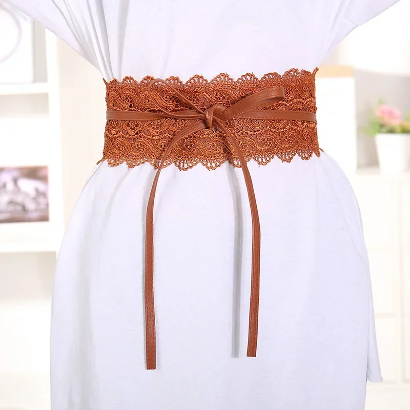 2024 Ladies Lace Extra Wide Corset Girdle Dress Shirt Fashion Sweet Decoration Belts for Women Luxury Designer Brand Black Red