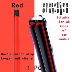 Red Car Windshield Wiper blades Universal Soft Double layer Rubber Frameless Bracketless wipers 14