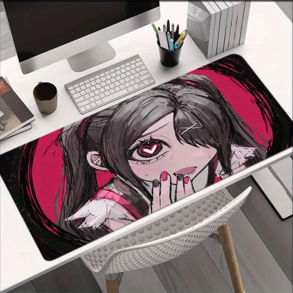 Cool Punk Anime Character Large Gaming Mouse Pad, Non-Slip Desk Mat with Lock Edge, Extended Keyboard Pad for PC Laptop