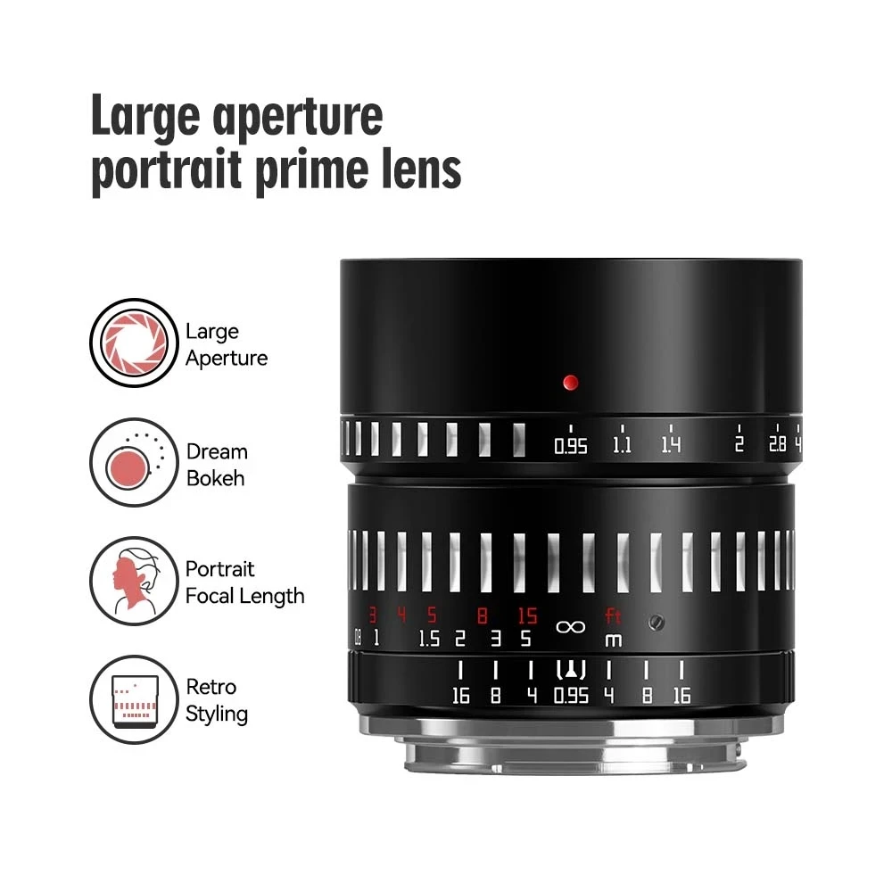 TTArtisan 50mm F0.95 Large Aperture Portrait Fixed Focus Lens APS-C Frame Camera Lens for Sony E Mount Nikon Z Canon RF M43