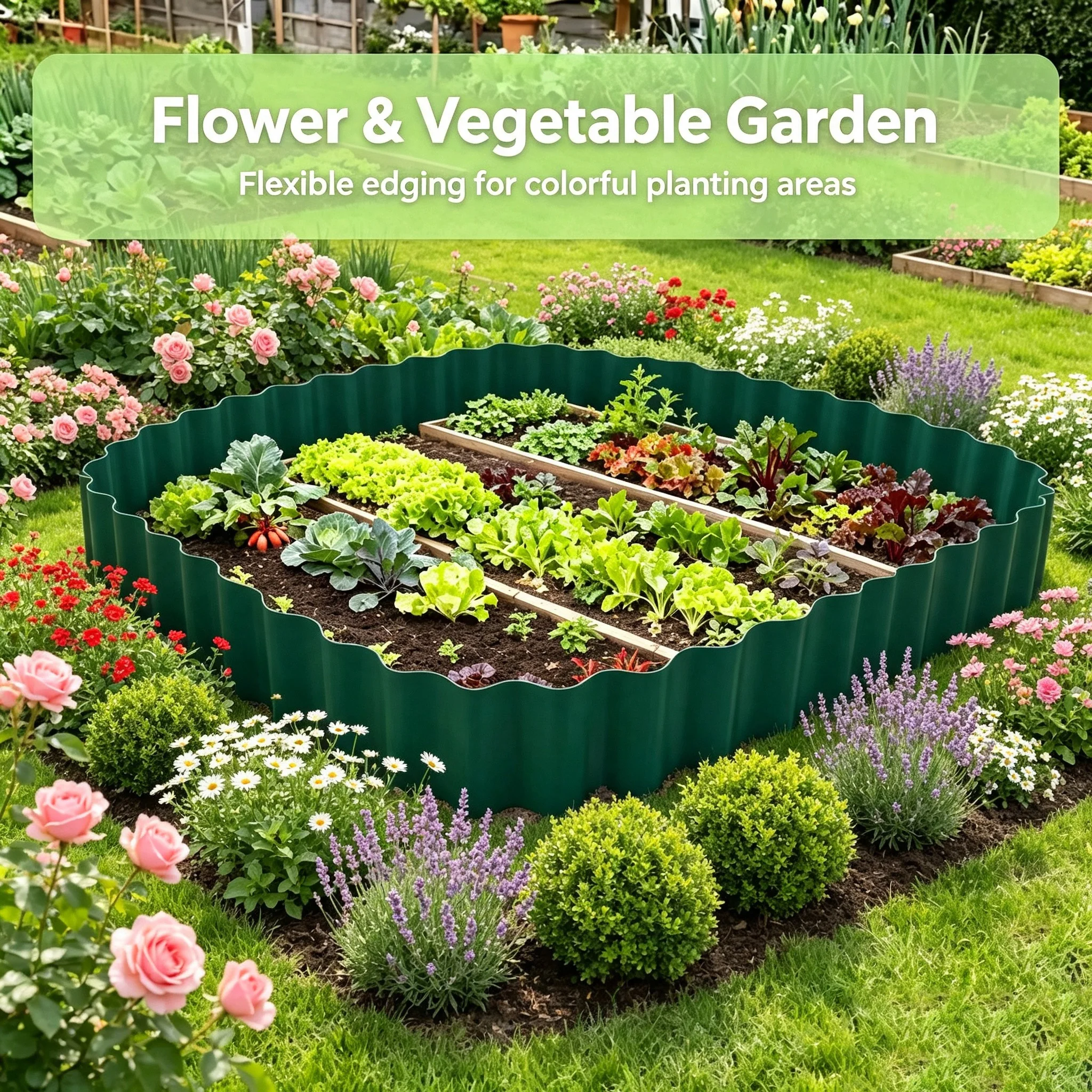 1 Stück Wellkunststoff-Gartenrand, strapazierfähig, zuschneidbar, biegbar, Rasenkante für DIY-Gemüsebeete, Blumenbeete, Baumringe, Garten – Detail 2