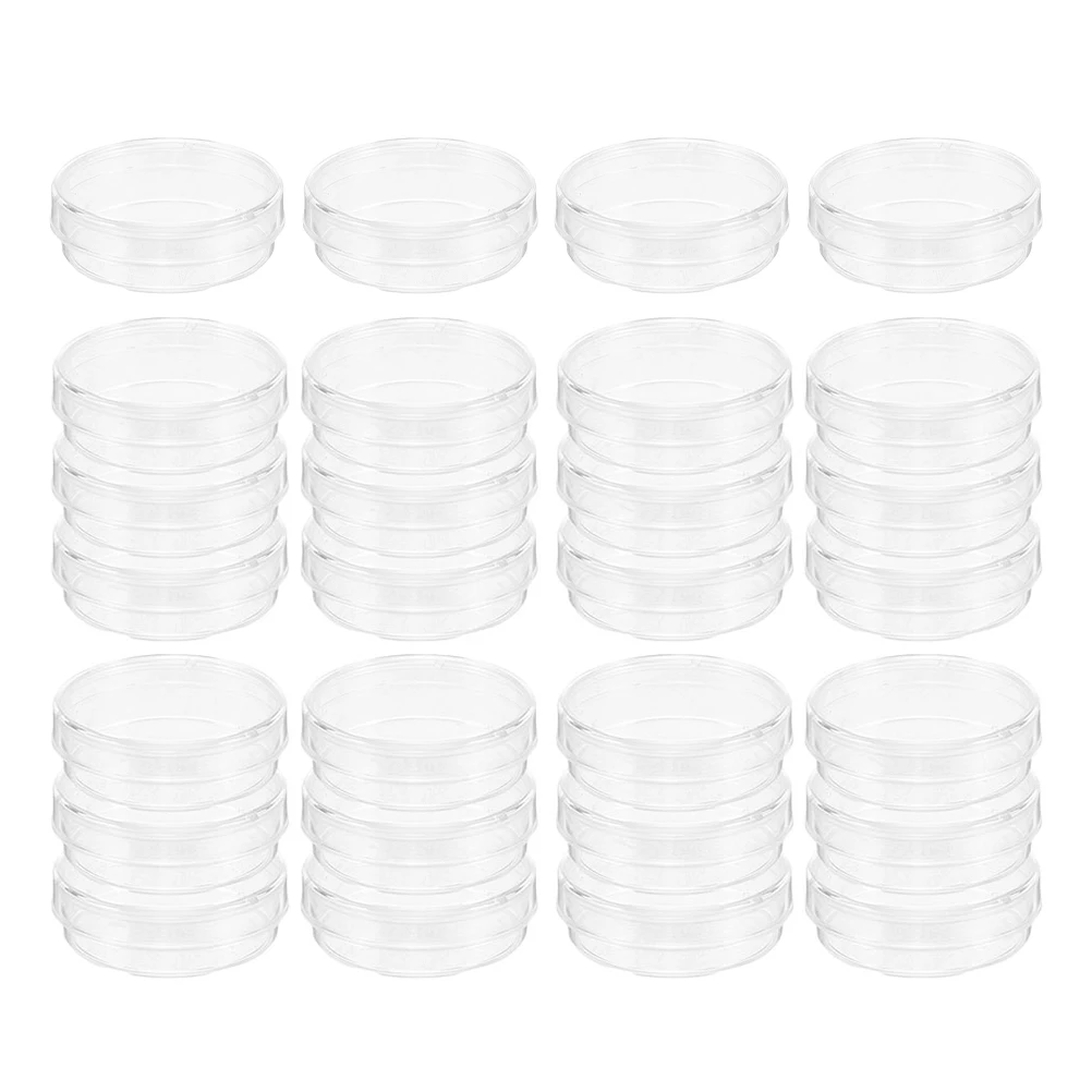

100 Pcs Transparent Cell Culture Dish Agar Petri Dishes Disposable Plate Lab Plastic Observation