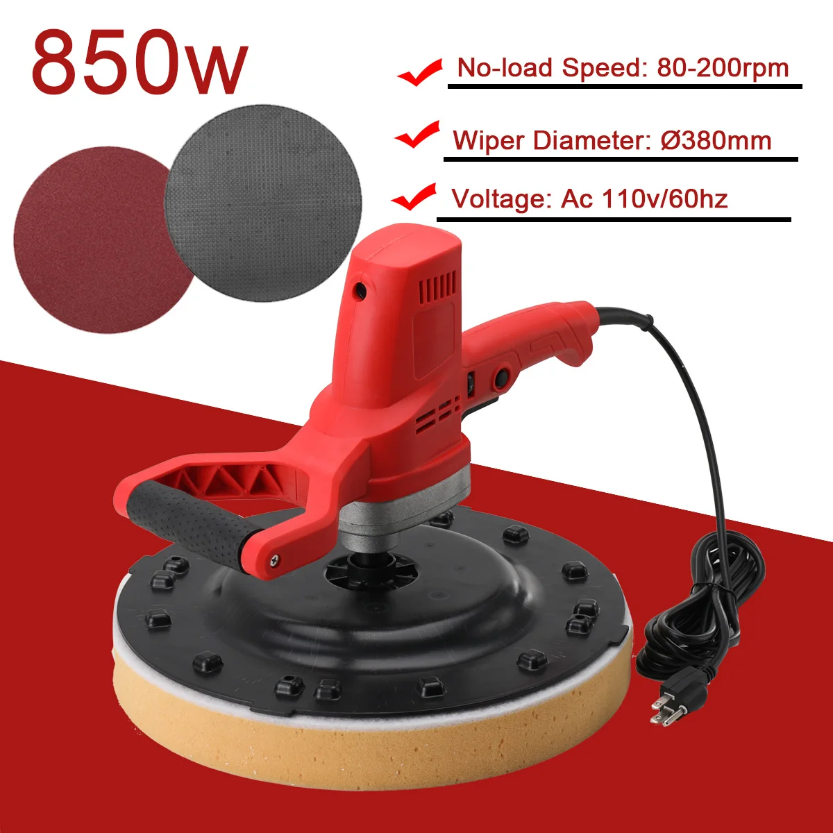 

Adjustable Speed Cement Mortar Trowel 850w Ac 110v 60hz Electric Trowel Wall Smoothing Machine Hand-held Putty Tool Wall Smoothing Polishing Machine