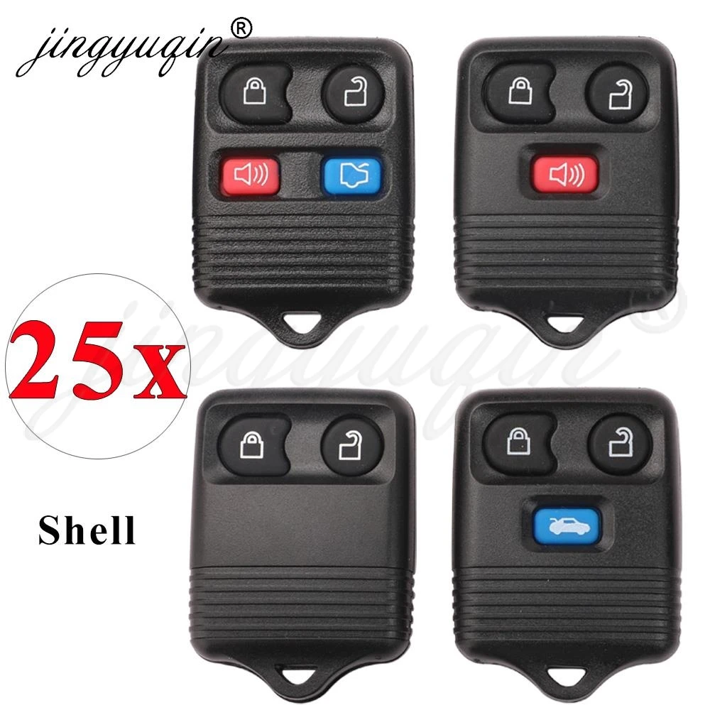 

jingyuqin 25pcs/lot 2/3/4 Buttons Fob Remote Key Shell For Ford Focus Complete Escape Mustang Explorer Lincoln Town Sport