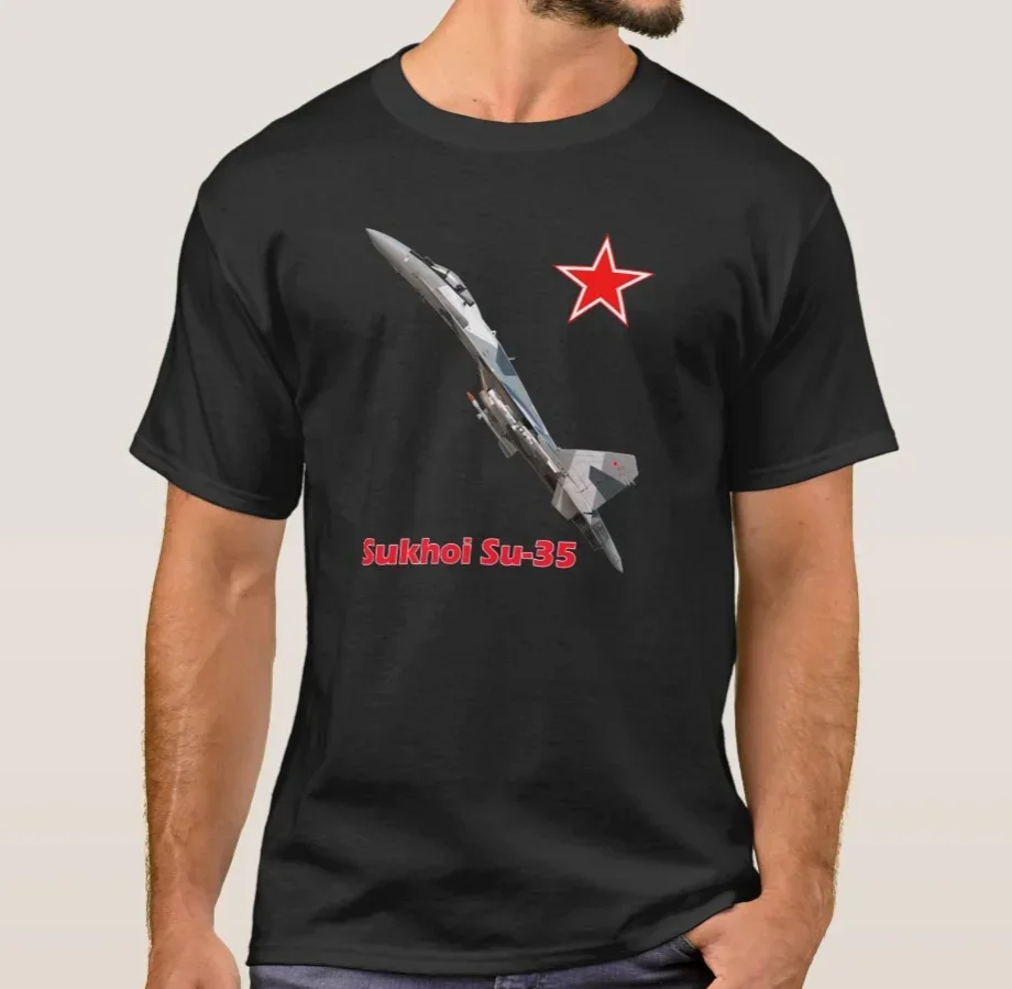 Russian Air Force Sukhoi Su-35 Super Flanker Fighter T-Shirt 100% Cotton O-Neck Short Sleeve Casual Mens T-shirt Size S-3XL