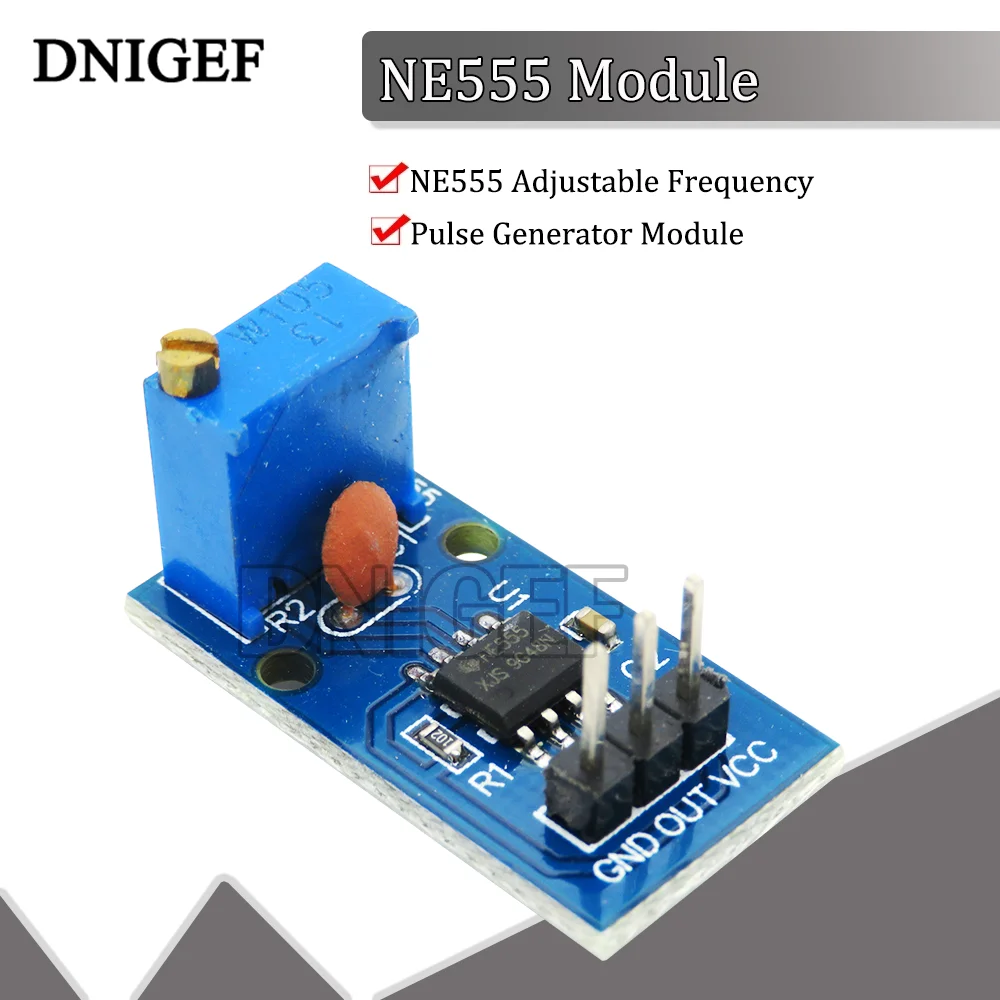 DNIGEF NE555 Adjustable Resistance Frequency Pulse Generator Module Single Channel Output Module 5V-12V for Arduino Smart Car