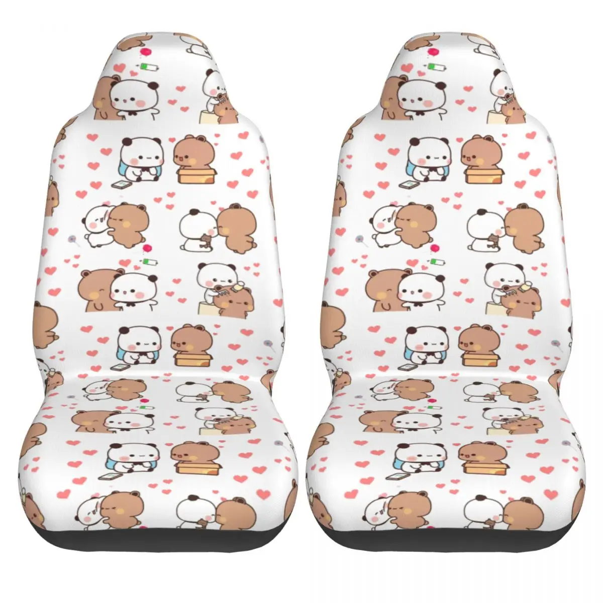 Bubu Dudu Love Story Universal Car Seat Cover Off-Road Travel Cute Panda Bear Seat Covers Fiber Car Accessories