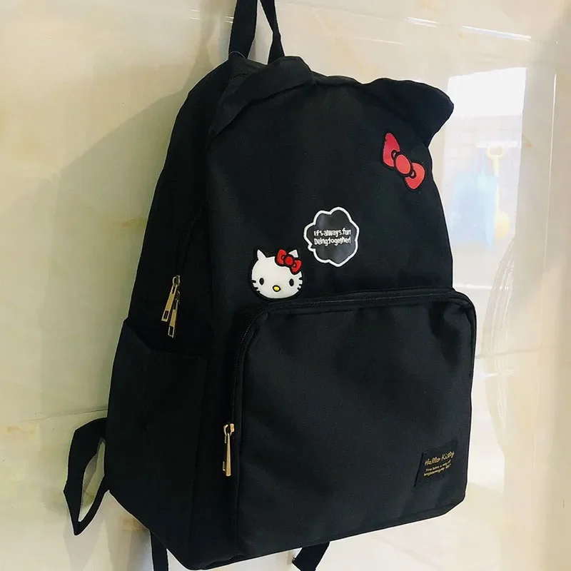 Kawaii sanrio hallo kittys rucksack niedlich anime schwarz bestickte schult asche frauen schulter tasche mädchen harajuku japan college geschenk