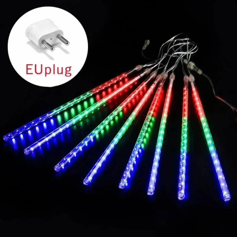 LED Meteor Shower Rain Lights Waterproof Falling Raindrop Fairy String Light for Christmas Holiday Party Patio Decor 30CM