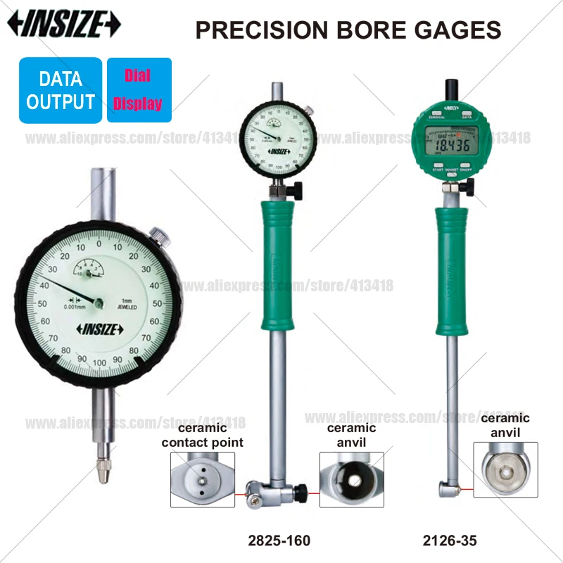 Insize Digit Bore Gauges with dial indicator graduation 0.001mm Bore Gage for small hole,range 6-10 10-18.5 18-35 35-60 50-160mm