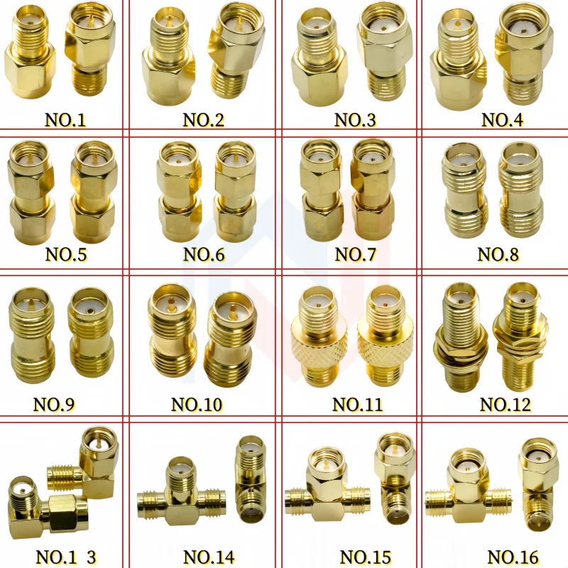 

2Pcs/lot 10Pcs/lot SMA Male and Female RF Coax Adapter Connector, Straight Right Angle, T Type Splitter, Golden Plated,