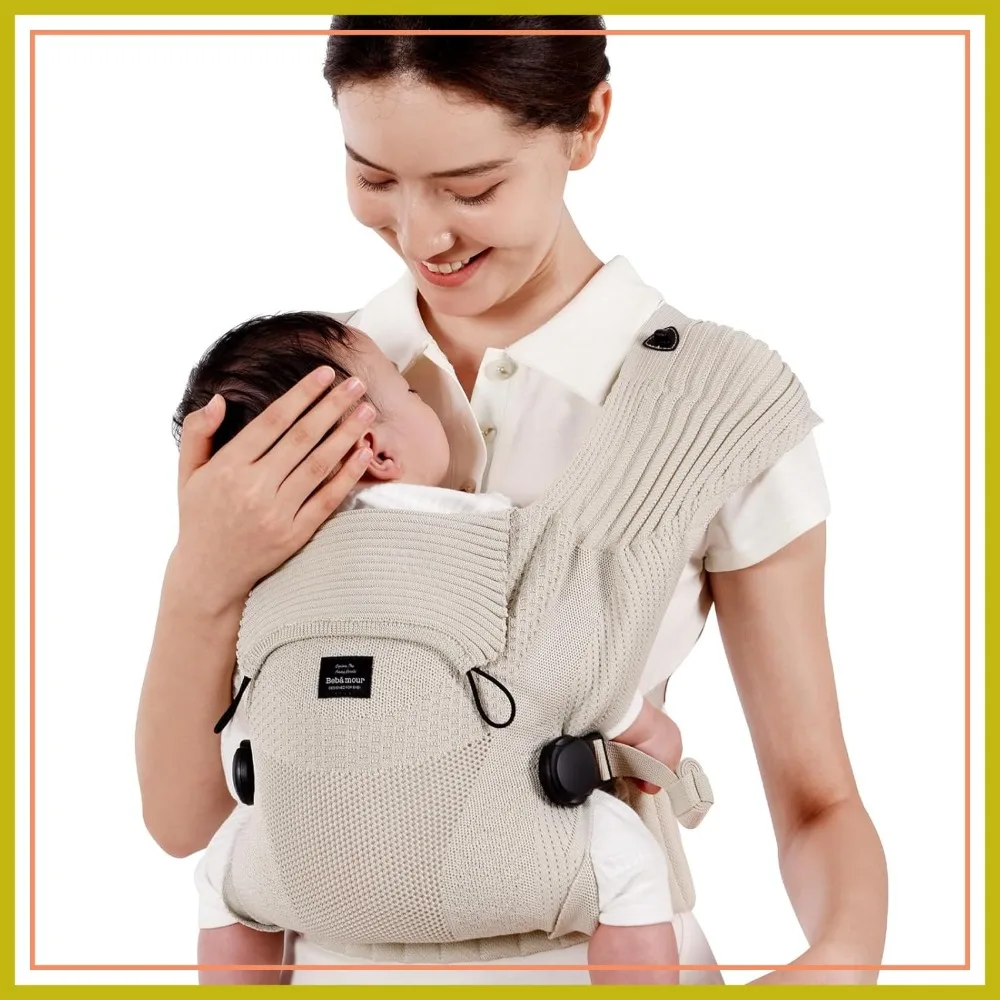 

Knit Baby Carrier, Cozy and Lightweight Ergonomic Carrier with Head Hood for Newborn to Toddler