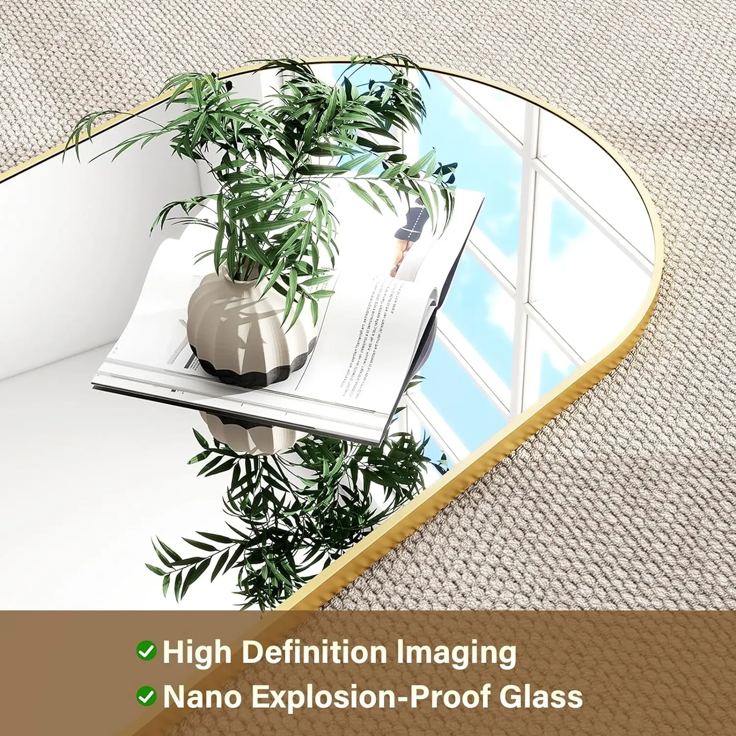 65"x24" Arched Full Length Mirror | Free Standing & Wall-Mounted | Full-Length Mirror with Stand | Modern Gold Mirror for Living