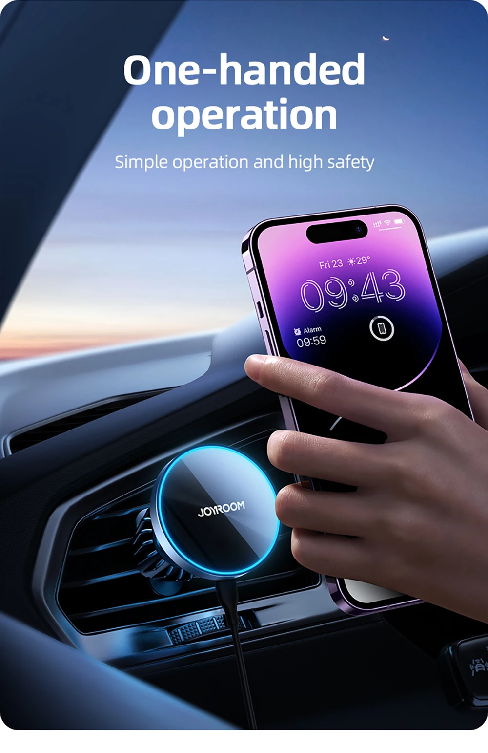 Joyroom magnetischer Autotelefon halter 15w kabelloser Lade telefon halter Auto-Entlüftung sclip Telefon halterung für iPhone 12-15 Serie – Detail 10