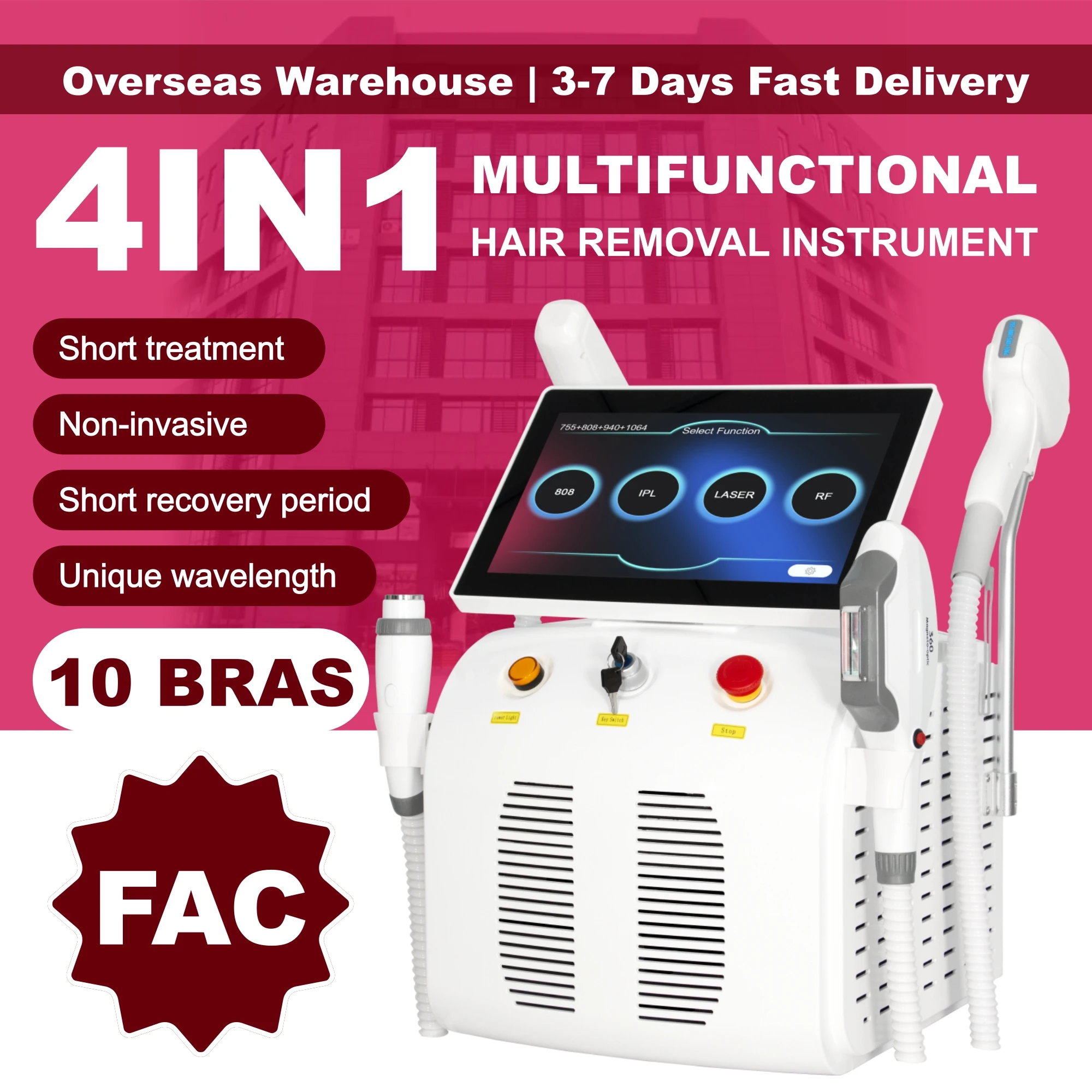 4In1 5000W 4‑Wave Multifunctional Beauty Machine Laser Diode Pico IPL RF Skin Rejuvenation Hair Removal Tattoo Removal Equipment