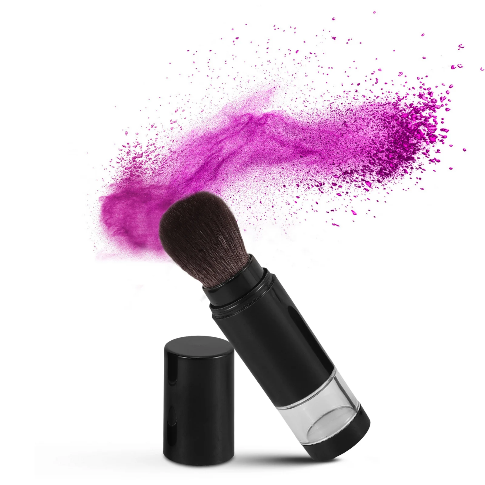 

Double Sided Automatic Powder Spray Makeup Brush Travel Brushes Plastic Blush with Cover