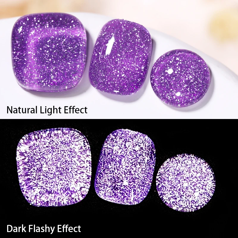 UR SUGAR 15 ml Lila Reflektierender Gel-Nagellack Glitzer Fluoreszierender Neon Semi Permanent UV LED Gel Sparkly Nail Art Lack