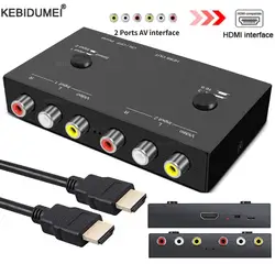 2 Port AV to HDMI Adapter Video Composite Converter RCA to HDMI-compatible CVSB L/R Video Scaler Converter Box