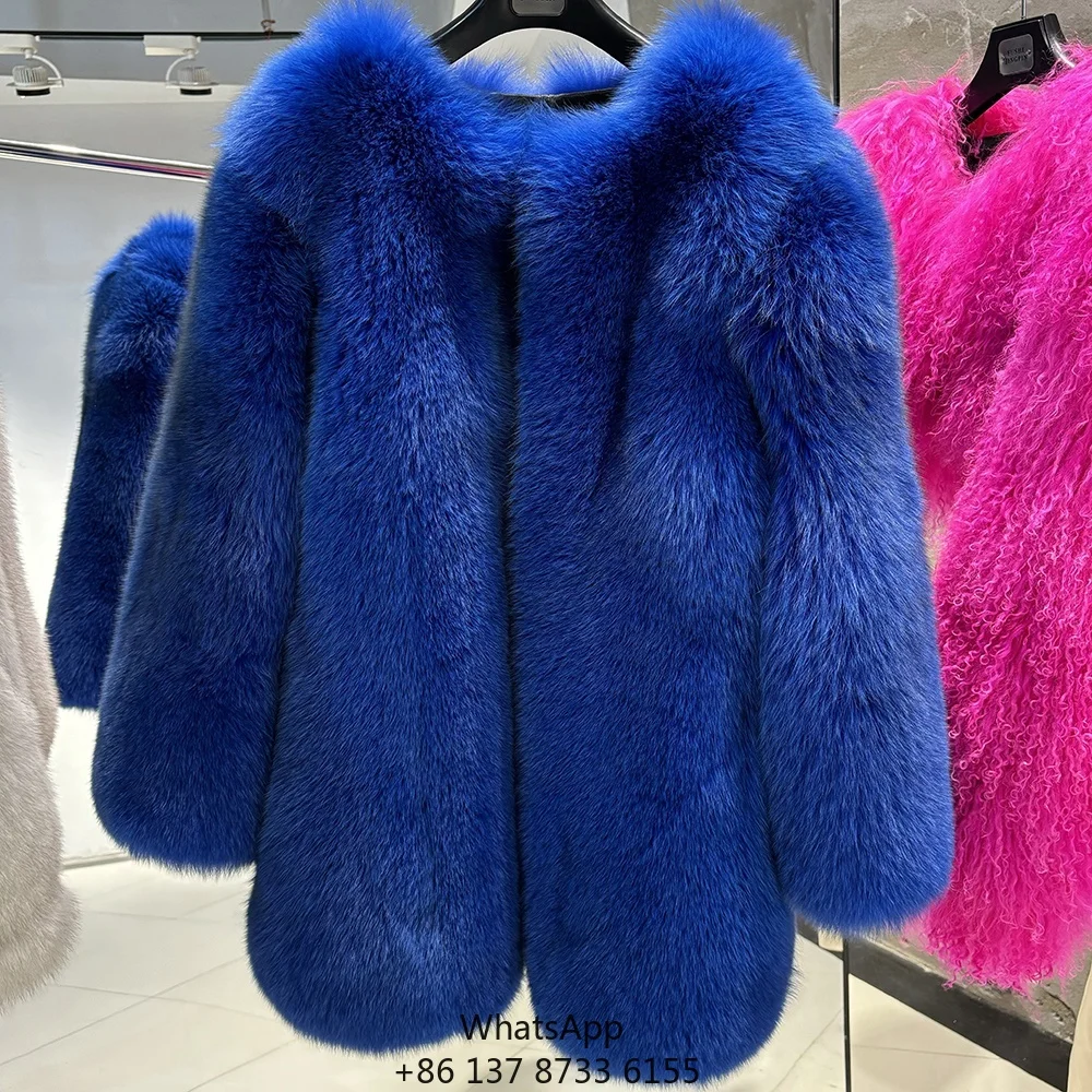 

Зимняя теплая куртка из натурального лисьего меха 2025 года для женщин, роскошное пальто из лисьего меха, верхняя одежда
