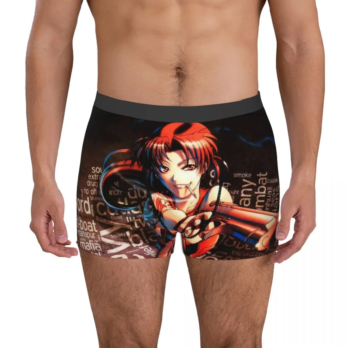 

Black Lagoon Revy Underpants Breathbale Panties Male Underwear Print Shorts Boxer Briefs