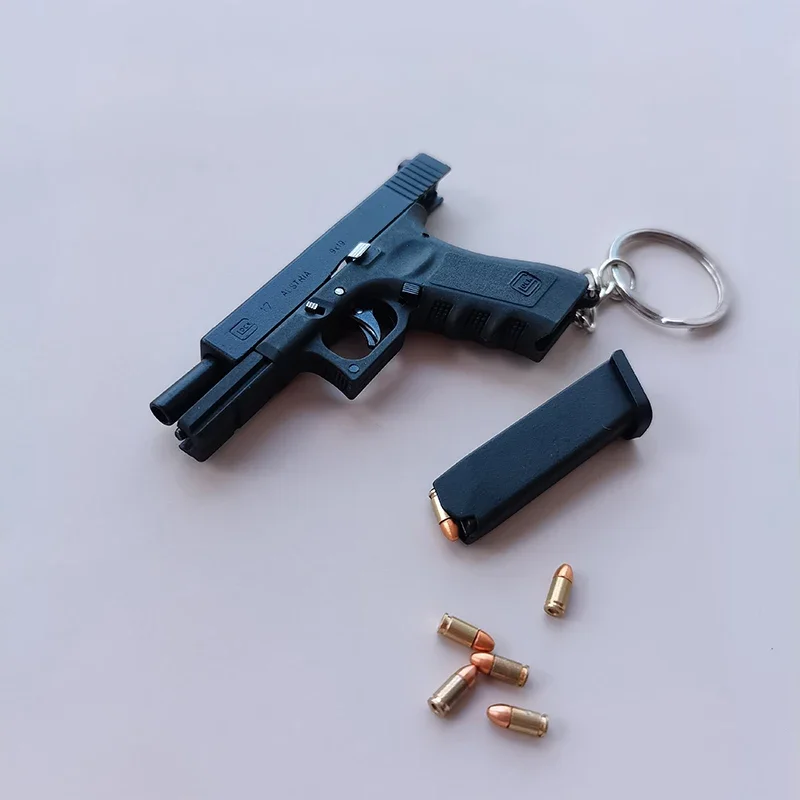 Porte-Clés Anti-Stress Glock 17 en Métal, Mini Pistolet Portable à Éjection de Coque, Assemblage et Démontage