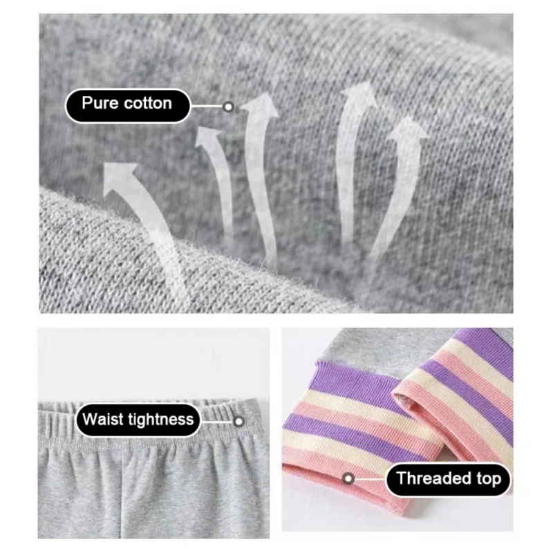 New Children Girl Leggings Soft Elastic Cotton Striped Decor Leggings Kids Basic Versatile Tight Underpants Casual Soft Trousers