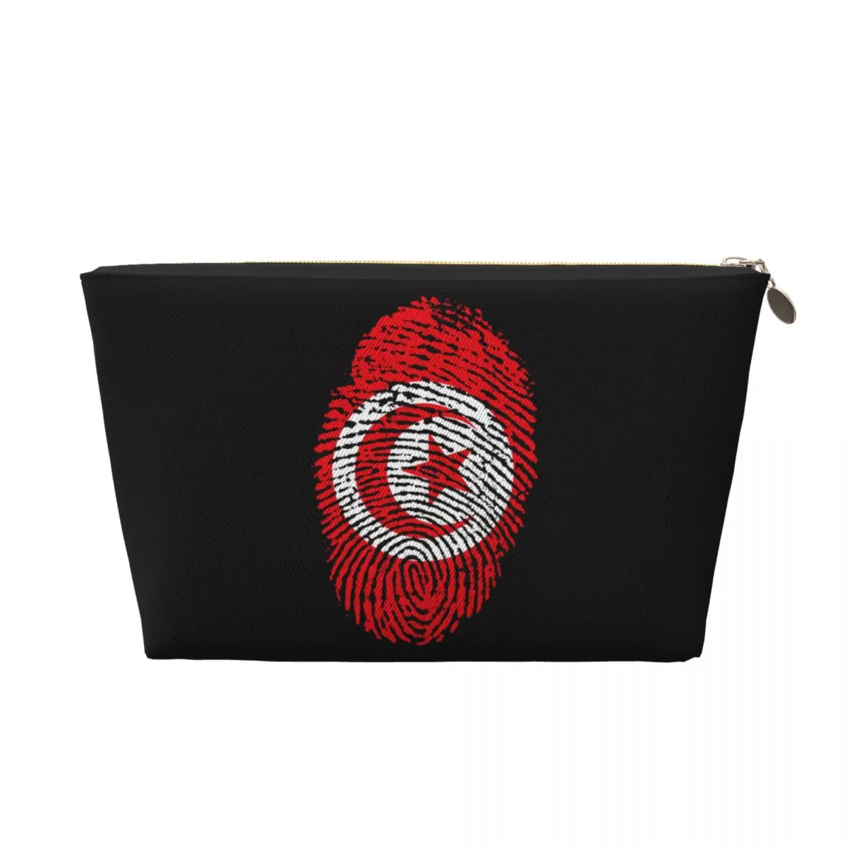 Custom Tunisia Flag Fingerprint Cosmetic Bag Women Cute Big Capacity Tunisian Proud Makeup Case Beauty Storage Toiletry Bags