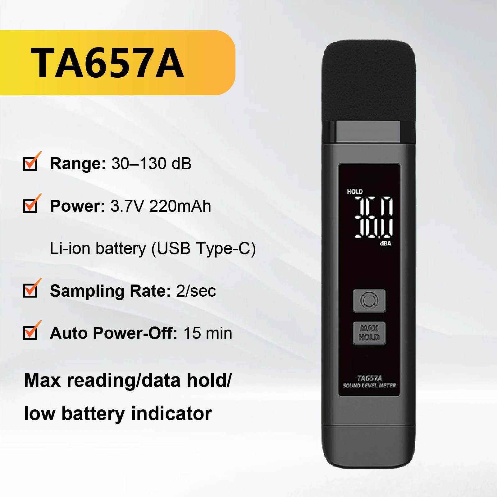 USB Rechargeable LED Display Handheld Device for Monitoring Use Portable Digital Sound Level Meter 30-130dB Noise Meter