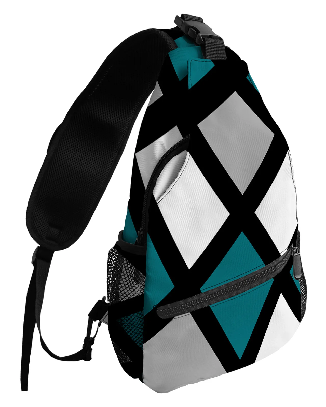 Blue Green Black Grey Geometric Square Chest Bag for Men Women Casual Crossbody Bag Outdoor Travel Climb Waterproof Sling Bag