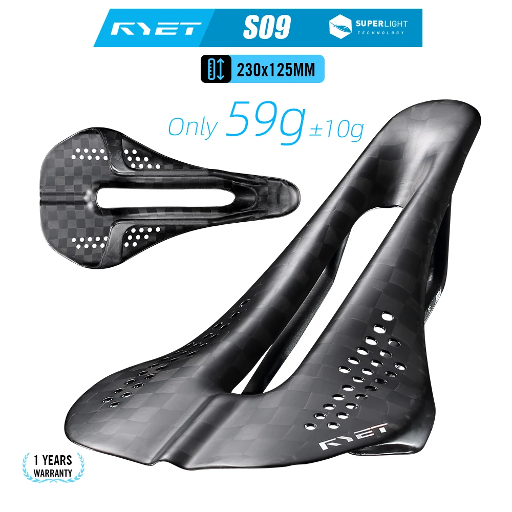 AliExpress RYET 12K Carbon Racing Saddle 59g 230x125mm 7x7 Dual-Track MTB/Gravel/Road Bike Saddle For XC Enduro Time Trial