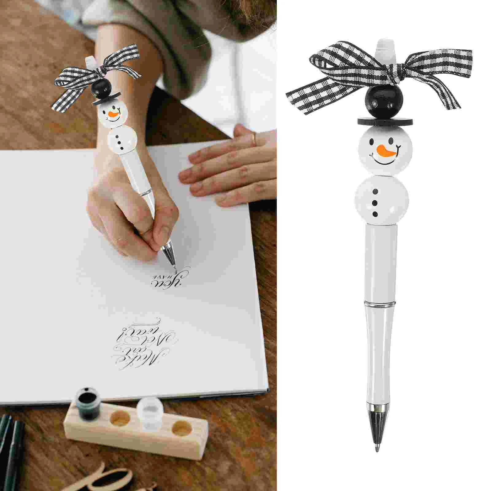 

Other Plastic Products Christmas Snowman Bead Pen DIY Holiday Making Gift Ballpoint Pens Polyester Beadable