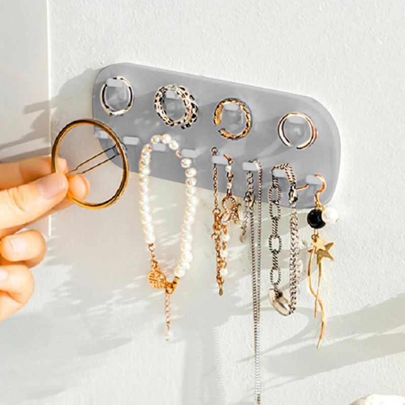 Multifunctional Jewelry Storage Rack Hook Wall Mounted Ring Earring Necklace Women Display Rack Key Chain Watch Storage Rack