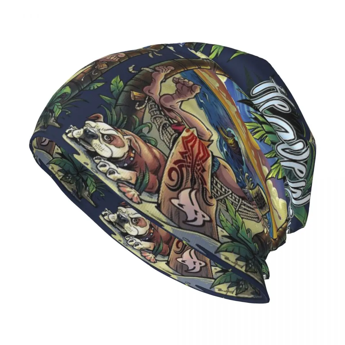 Sombrero de punto Unisex con patrón de cómics Retro, sombrero de punto con rodillo de mano de palmera, gorros para hombres y mujeres, sombrero para exteriores