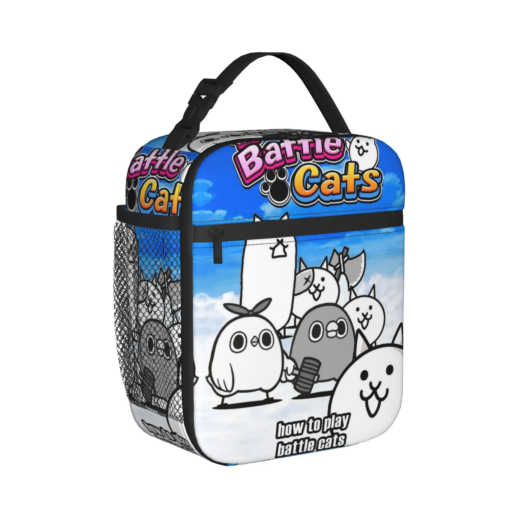 Cartoon Game  Insulated Lunch Bag Thermal Bag Reusable,Meal Container The Battle Cats High Capacity Tote Lunch Box