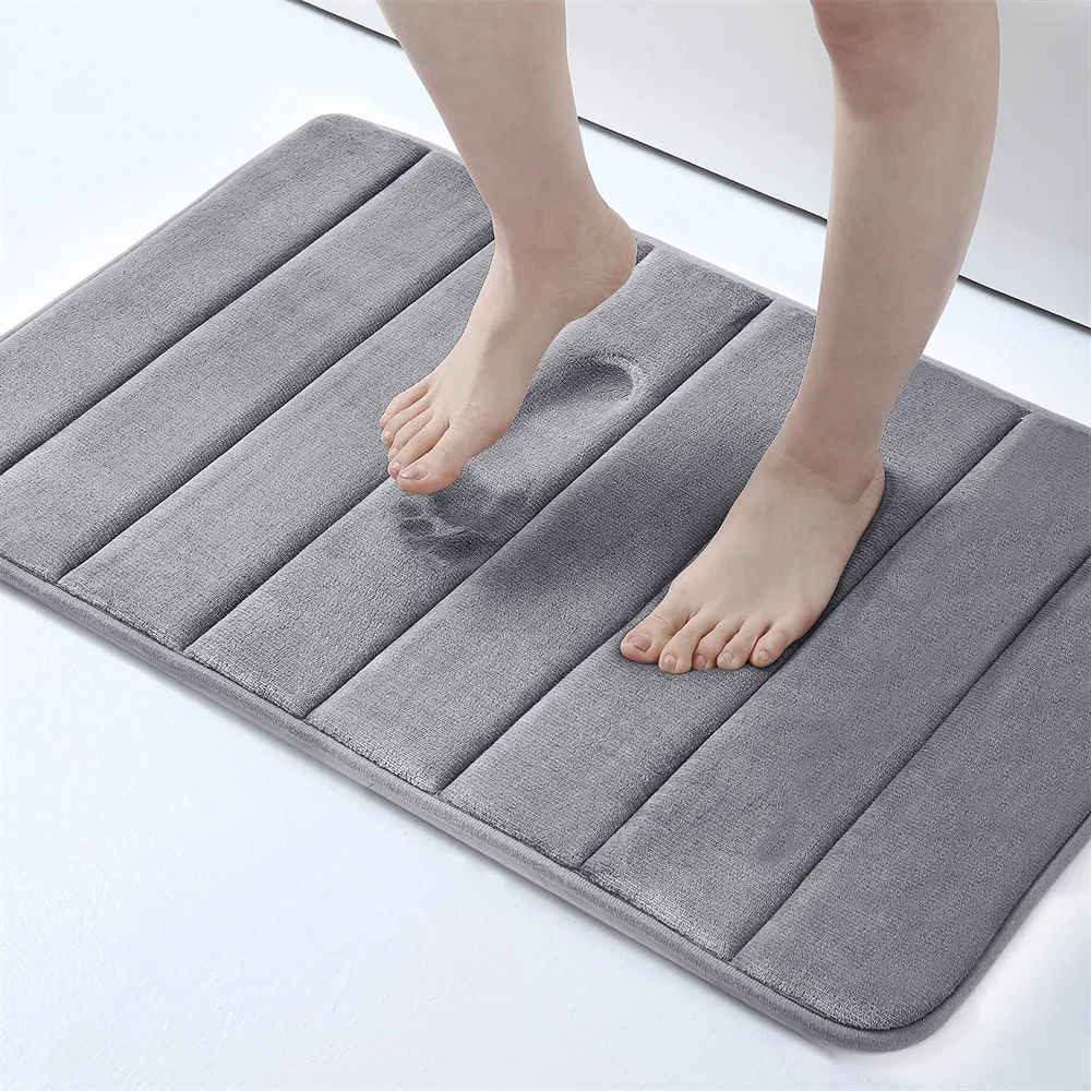 Olanly Super Absorbent Bath Mat Memory Foam Bathroom Rug Non-Slip Home Floor Bathtub Shower Room Doormat Toilet Carpet Foot Mat