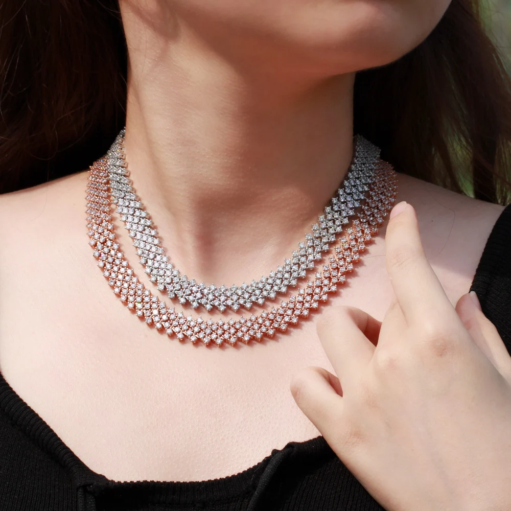 ThreeGraces Sparkling Cubic Zirconia Setting Luxury Wedding Bridal Party Necklace for Women New Fashion Banquet Jewelry PN170