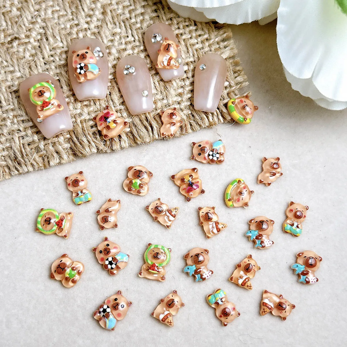 20 قطعة Kawaii الكرتون الراتنج دولفين مسمار السحر الإبداعية كرة القدم دولفين الآيس كريم خنزير غينيا مسمار الفن زينة DIY بها بنفسك الأظافر #1