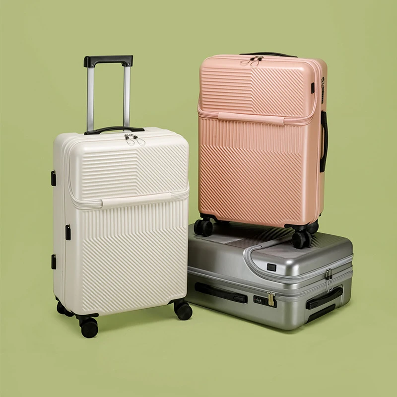 20/24/26 Inch Suitcase Spinner Wheel For Women Men Cabin Travel Trolley Case 2025 Fashion Front Open USB Charging Roller Luggage