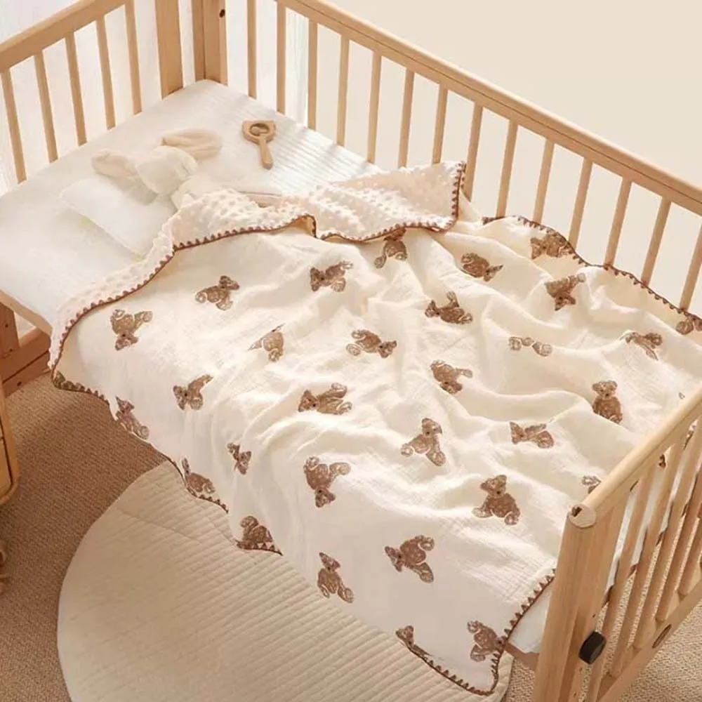 Дышащее детское одеяло с принтом медведя и коалы, одеяло для младенцев, приятный для кожи, мягкий спальный коврик, коляска