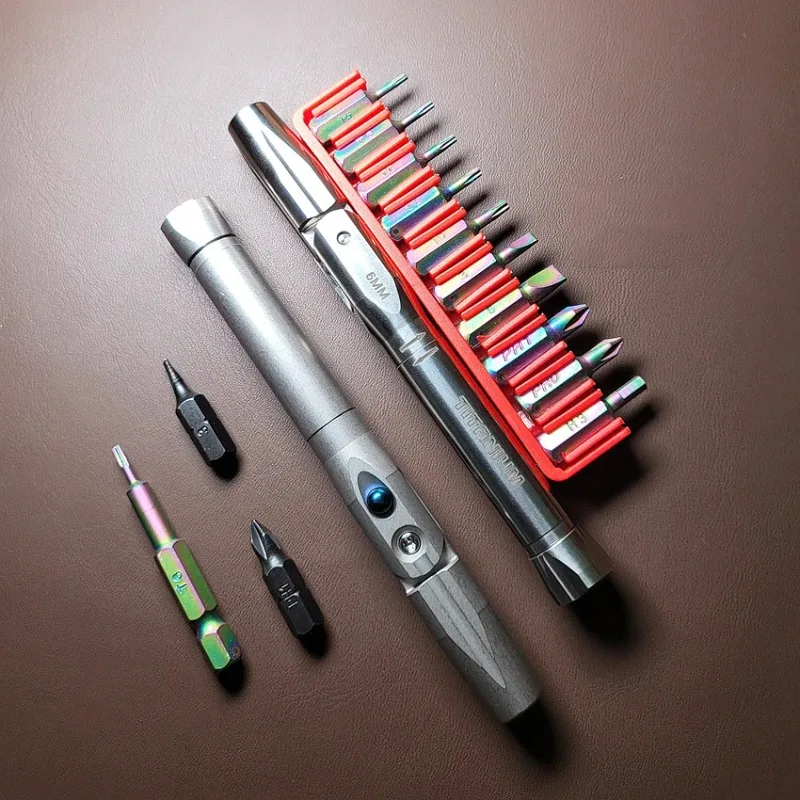 Universe Grocery Store V5 Bear Head Titanium Alloy L-shaped Folding Screwdriver EDC Play Gyro Send 6MM Batch Head