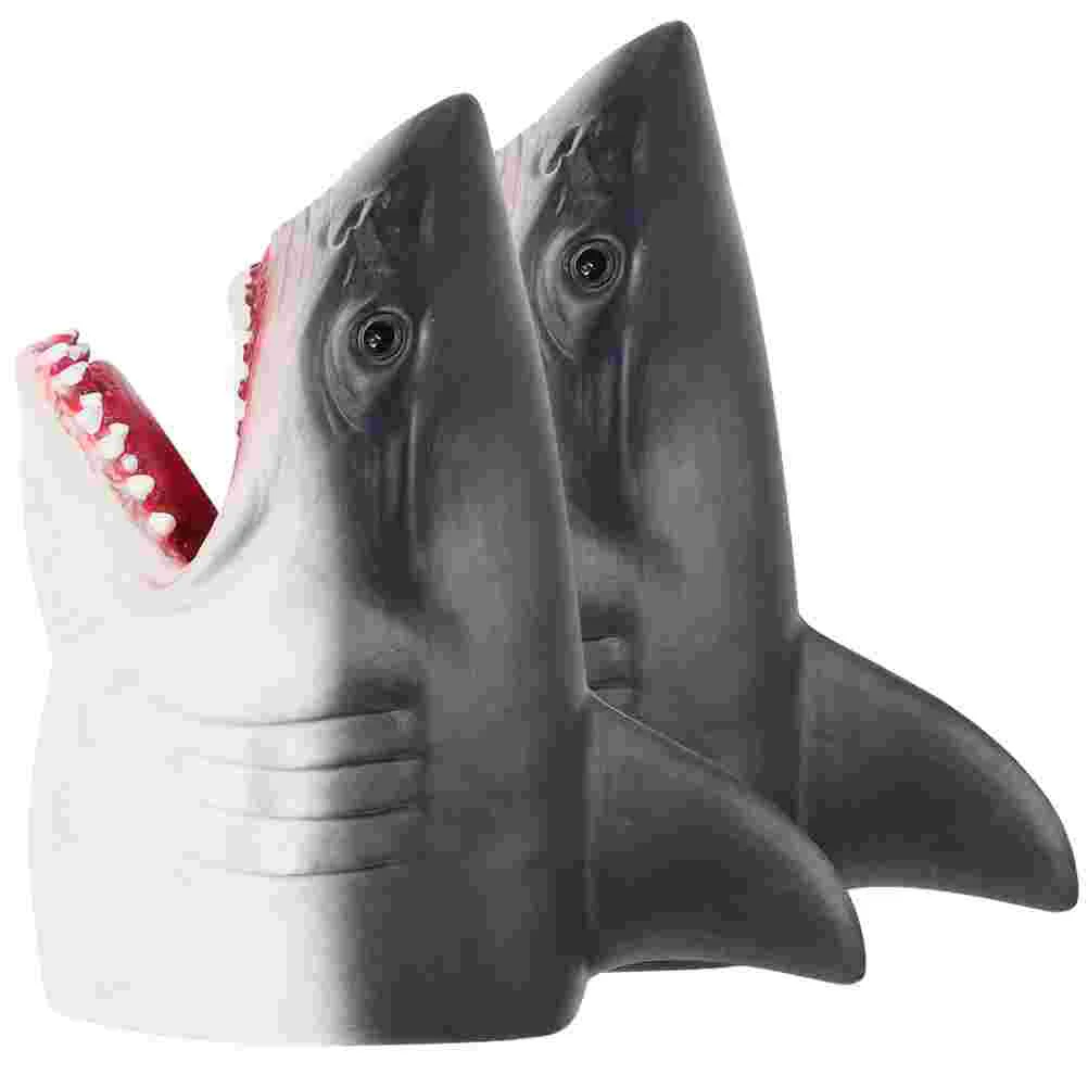 

2 Pcs Toy Shark Puppet The Marionettes for Kids Grey Vinyl Creative Child